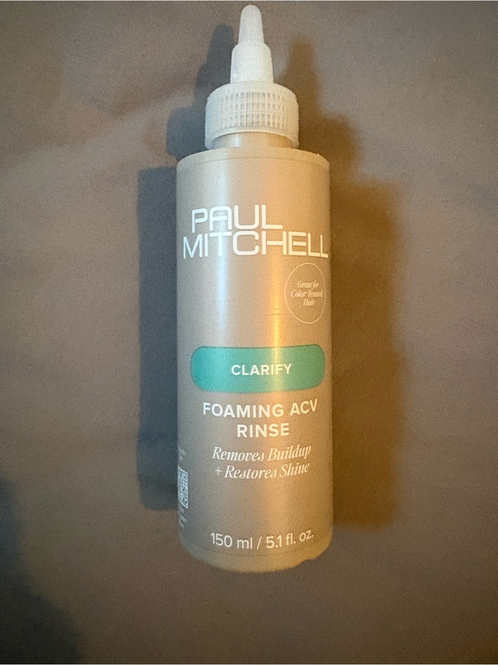 Paul Mitchell Clarify Foaming ACV Rinse - Beige Bottle with Teal Accent